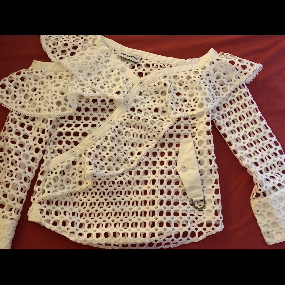 self portrait lace frill shirt